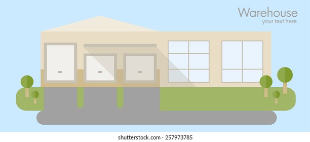 Flat exterior warehouse  building design vector illustration 