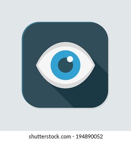 Flat eye icon for application on grey background