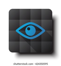 Flat Eye icon on black app button with drop shadow