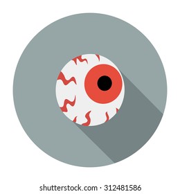Flat eye icon, vector illustration with long shadow