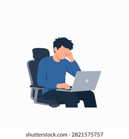 Flat Eye Strain from Screen Time Illustration