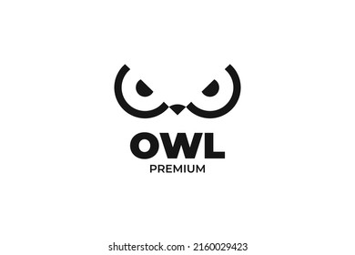 Flat eyes owl bird logo design vector template illustration