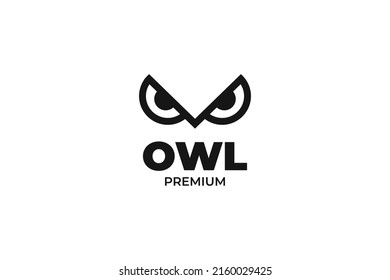 Flat Eyes Owl Bird Logo Design Vector Template Illustration