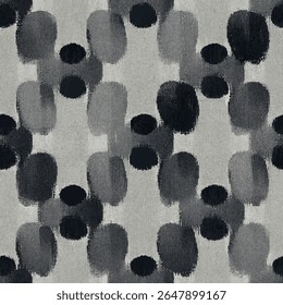 Flat fabric design with gray and black spots, grunge lines ikat pattern, ikat seamless pattern, Vector illustration background for print the paper.