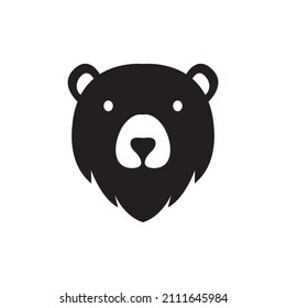 flat face black honey bear logo design, vector graphic symbol icon illustration