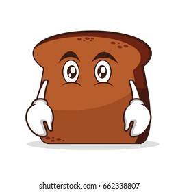 Flat face bread cartoon character vector illustration