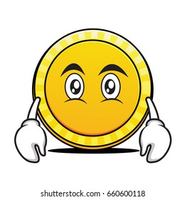 Flat face coin cartoon character