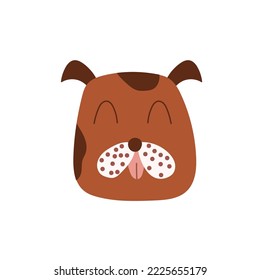 Flat face of dog. Doodle head dog. Cute pooch vector