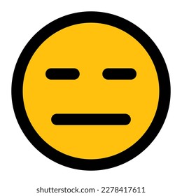 flat face expression emoticon fill icon