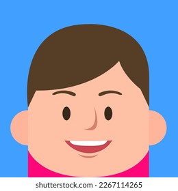 Cara plana Divertida Sonrisa Hair Masculino Marrón Pink Shirt Profile Picture Avatar Character Design