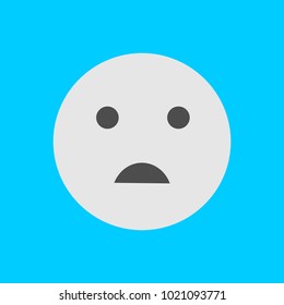 Flat Face Icon, Simple Emoji, Flat Emoticon