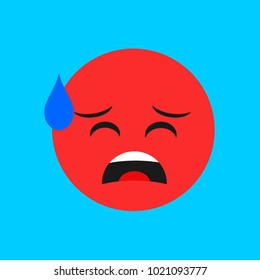 Flat Face Icon, Simple Emoji, Flat Emoticon