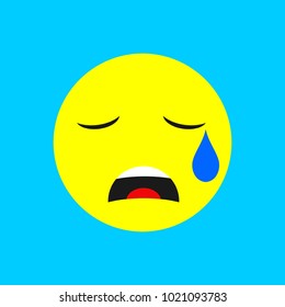 Flat Face Icon, Simple Emoji, Flat Emoticon