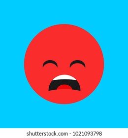 Flat Face Icon, Simple Emoji, Flat Emoticon