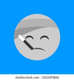 Flat Face Icon, Simple Emoji, Flat Emoticon