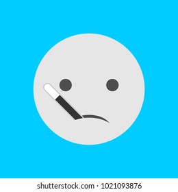 Flat Face Icon, Simple Emoji, Flat Emoticon