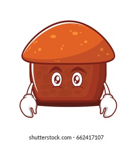 Flat face mushroom cake character vector art