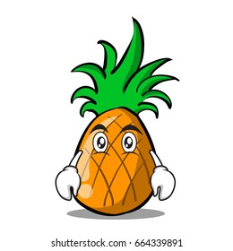 Flat face pineapple cartoon character collection vector art