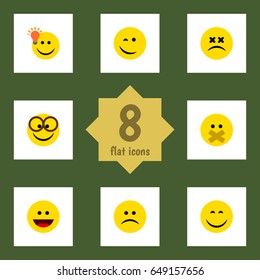 Flat Face Set Of Winking, Pleasant, Have An Good Opinion And Other Vector Objects. Also Includes Laugh, Winking, Smile Elements.