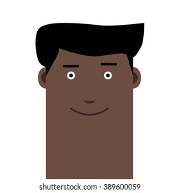 Flat face stylish joyful man avatar vector character
