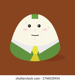 Flat faced onigiri character. vector illustration