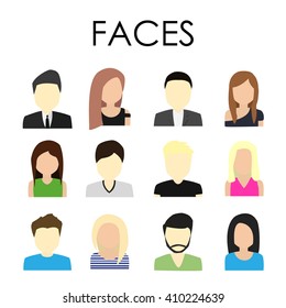 Flat Faces for Avatars or Infographics
