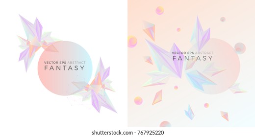 Flat Facet Poster, Abstract Gradient Fantasy Poster, Game Background, Vector illustration, Minimal Flat Design Background