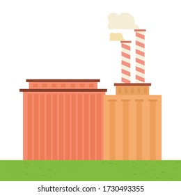 Flat factory building vector icon on white background.