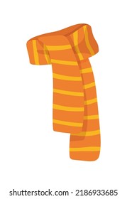 Flat fall orange stripped scarf. Stock vector illustration isolated on white background in cartoon style.