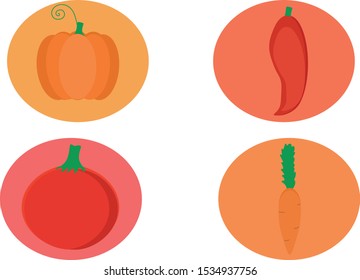 Flat fall vegetables in orange and red tones
