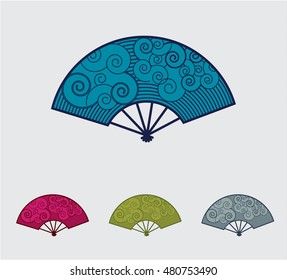 Flat fan set on the isolated background
