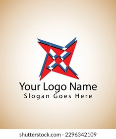 Flat fan type logo with illustration
