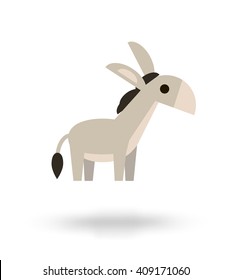 Flat farm animal donkey on white background, flat style, vector illustration