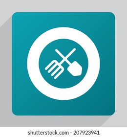 flat farm icon, white on green background 