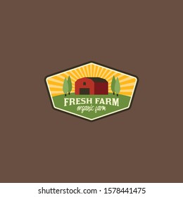 Flat Farm Logo Badge Design Vector Template