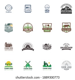 Colección de plantillas de logotipo de granja plana