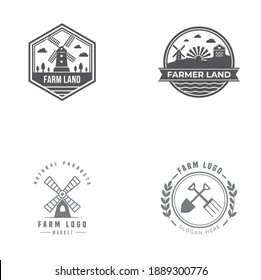 Flat farm logo template collection