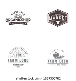 Flat farm logo template collection