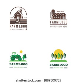 Flat farm logo template collection