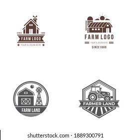 Flat Farm Logo Template Collection Stock Vector (Royalty Free ...