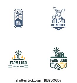 Flat farm logo template collection