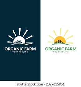 Flat farm logo template collection. Farm product logo or symbol. Agriculture, farming, natural food concept