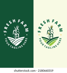 Colección de plantillas de logotipo de granja plana. logotipo o símbolo del producto agrícola. Agricultura, agricultura, concepto de alimentos naturales