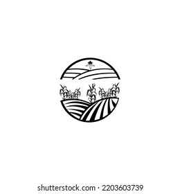 Colección de plantillas de logotipo de granja plana. logotipo o símbolo del producto agrícola. Agricultura, agricultura, concepto de alimentos naturales