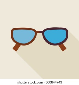 Flat Fashion Accessory Glasses Illustration with long Shadow. Back to School Vector illustration. Knowledge and Education Object. Seeing and Medical Vision