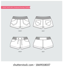 Flat Fashion Girl Short Pants