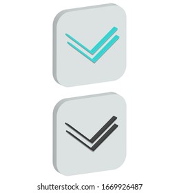 Flat fast arrow down mark Icon in isometric style