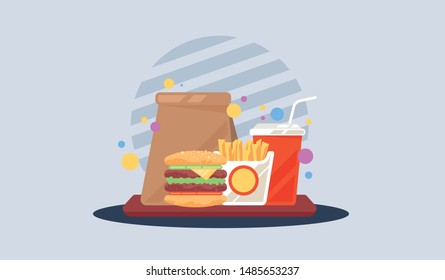 Flat fast food colorful illustrations