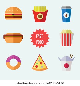 Flat fast food colorful illustrations