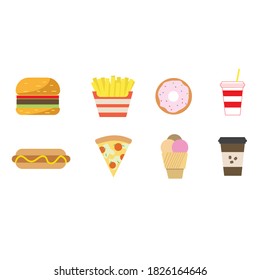 Flat fast food colorful illustrations